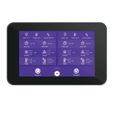 Hortibest universal two channel lighting controller and touch screen environment sensor.